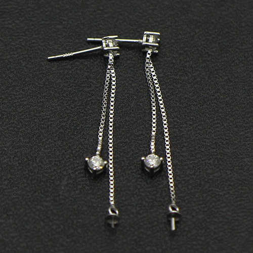 925 Sterling silver Rhinestone Long Tassel Dangle Earrings Women Ladies Girls Thread Drop