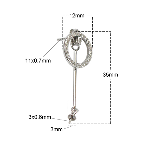 925 Sterling Silver Circle CZ Charm Threader Thread Line Dangle Earrings