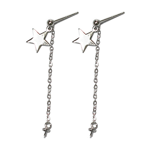 Solid silver Star Threader Thread Drop Dangle Long Chain Earrings