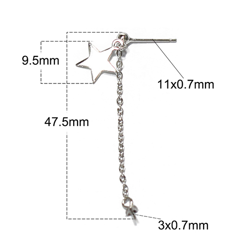 Solid silver Star Threader Thread Drop Dangle Long Chain Earrings