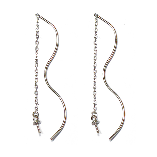 wholesale 925 Sterling Silver thread earrings simple design Half Hole Beads fashion earring bails