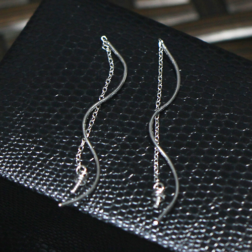 wholesale 925 Sterling Silver thread earrings simple design Half Hole Beads fashion earring bails