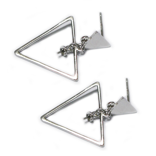 925 Sterling Silver Lovely Triangle Dangle Thread Line Threader Earrings