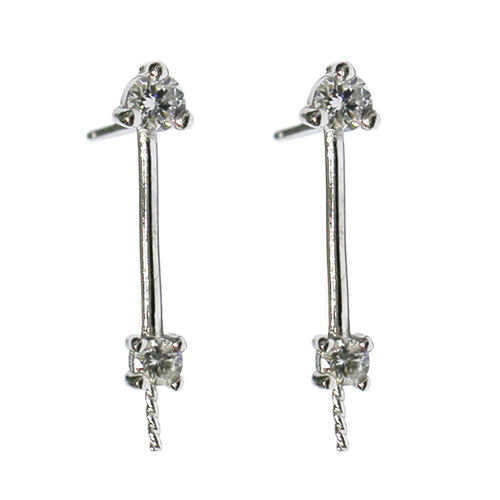 925 Sterling Silver Inlaying Crystal Zircon Dangle Post Earrings