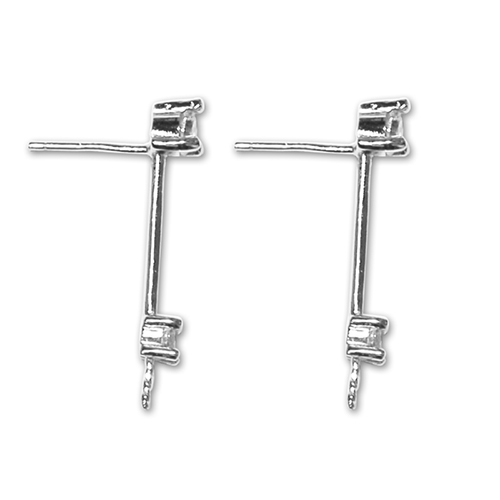 925 Sterling Silver Inlaying Crystal Zircon Dangle Post Earrings