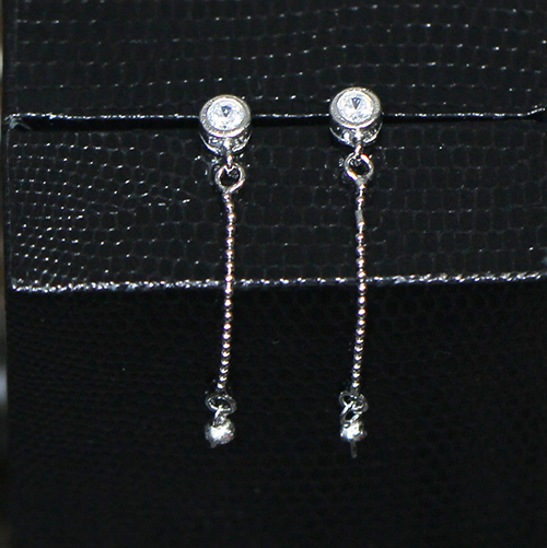 925 Sterling Silver Lovely bead bail charm Post Stud Earrings
