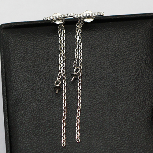 925 Sterling Silver Double Line For Women Earring Pendant