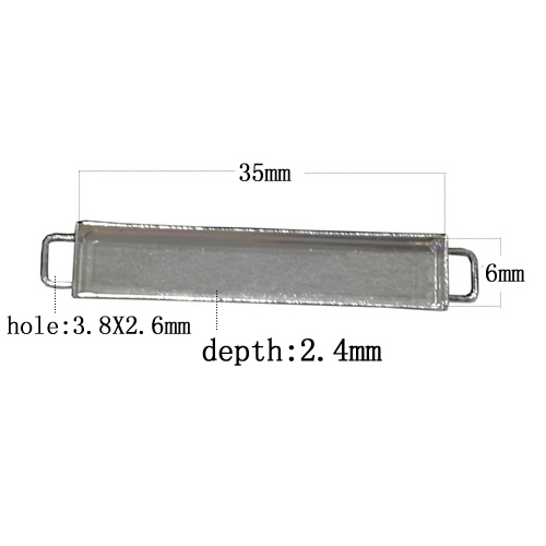 925 Sterling silver connector , Rectangular bezel setting,