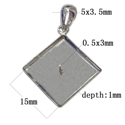 925 Sterling Silver Diamond Pendant Settings With Pearl Pin