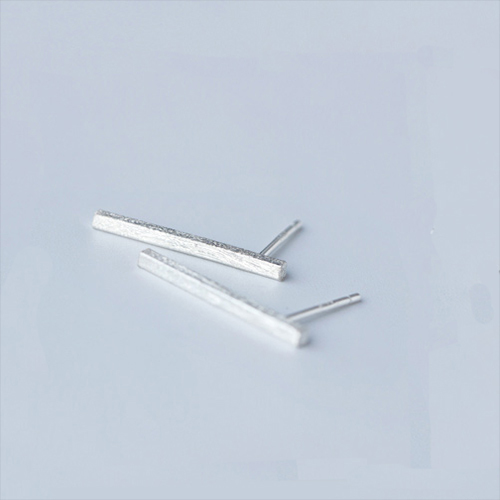 Staple studs thin sterling silver line bar dash earring studs