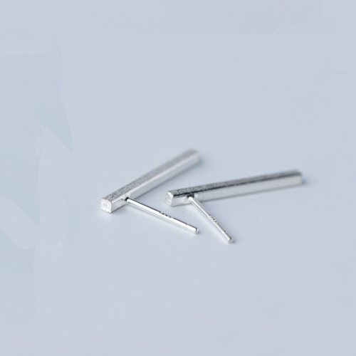 Staple studs thin sterling silver line bar dash earring studs