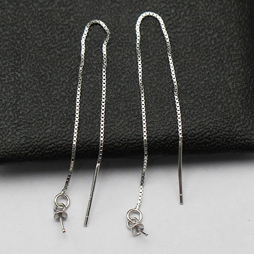 925 Sterling Silver Long Chain Post Stud Earrings