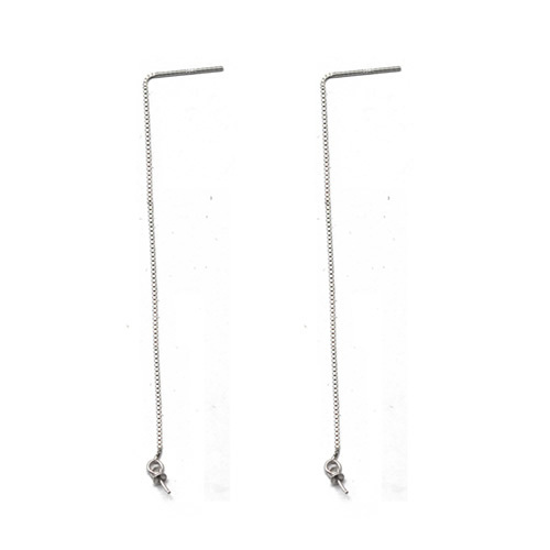 925 Sterling Silver Lady Earrings Long Chain With Pearl Bail