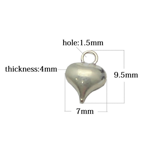 925 Sterling Sliver Heart Ball Pendant Charms