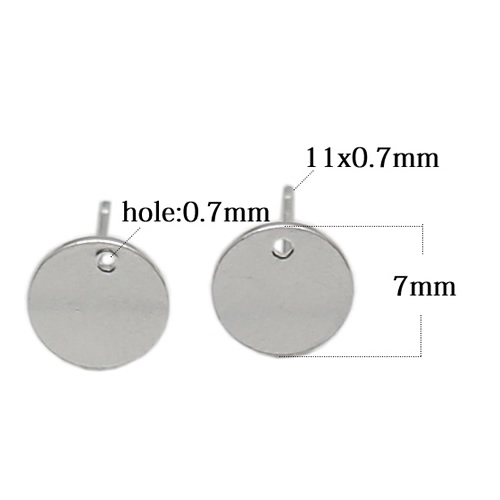 925 sterling silver earring studs 7mm flat pad findings