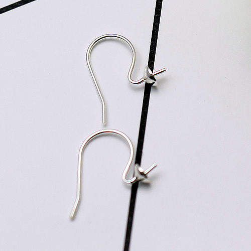 925 sterling silver jewellery findings earwire fishhook with bead setting for half drilled beads