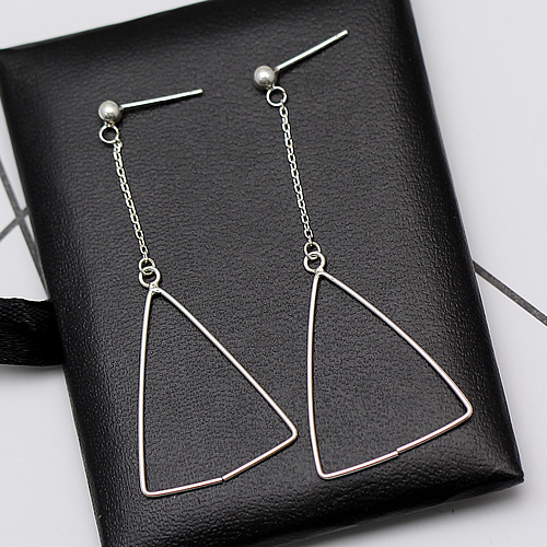 Ear threads  sterling silver threader earrings with triangle charms