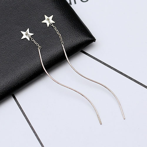 925 Sterling silver threader Chain Earrings pull through earrings
