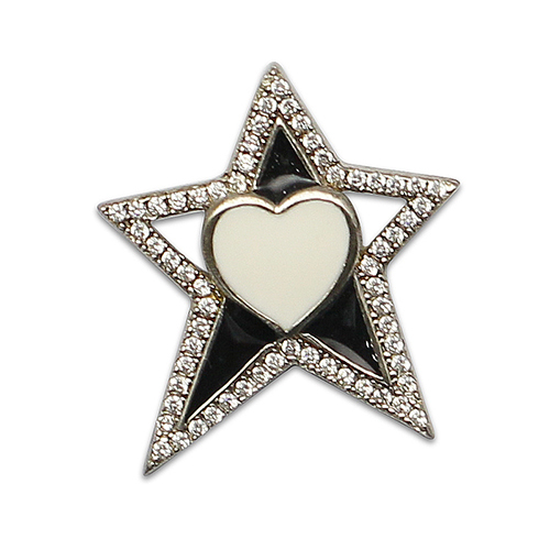 925 Sterling silver heart and star pendant plated with zircon for jewelry making