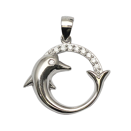 925 Sterling silver dolphin pendant plated with zircon novel unique gifts
