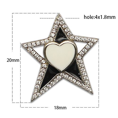 925 Sterling silver heart and star pendant plated with zircon for jewelry making