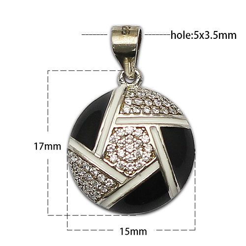 925 Sterling silver round zircon epoxy pendant jewelry making charms nickel free