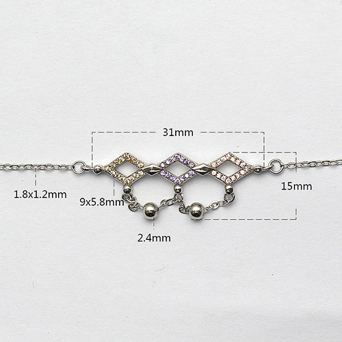 Sterling silver micro pave zircon chain bracelet unique diy accessories jewelry