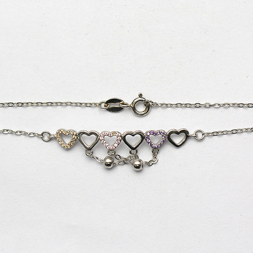 925 Sterling silver heart bracelet plated with zircon unique chain jewelry making charms