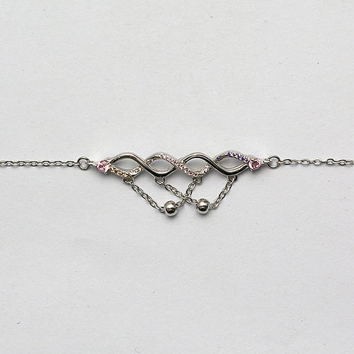 925 Sterling silver zircon charm bracelet wave pattern jewelry making accessories