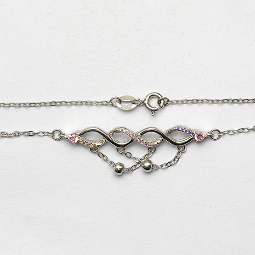 925 Sterling silver zircon charm bracelet wave pattern jewelry making accessories