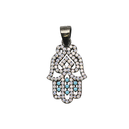 925 Sterling silver pendant plated blue and white zircon nickel free jewelry