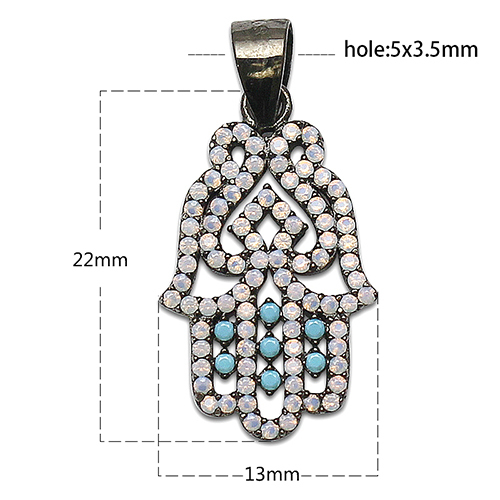 925 Sterling silver pendant plated blue and white zircon nickel free jewelry