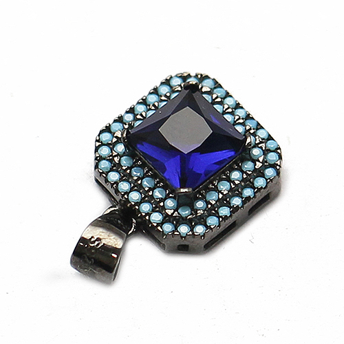 925 Sterling silver pendant plated with blue zircon jewelry wholesale nickel free