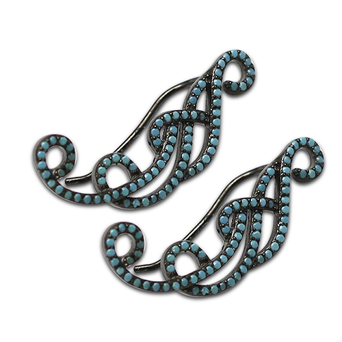 925 Sterling silver ear hook blue zircon charm wholesale fashion jewelry