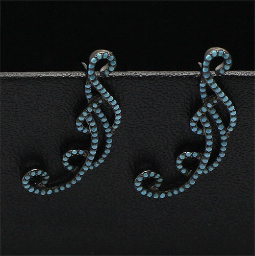 925 Sterling silver ear hook blue zircon charm wholesale fashion jewelry