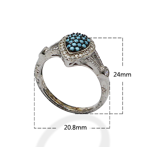 925 Sterling Silver Ring Colorful Zircon Pave Charm Custom Jewelry Making