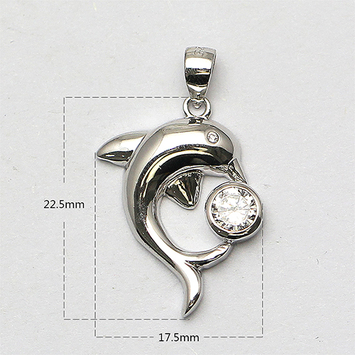 925 Sterling silver dolphin pendant zircon plated delicate unique gifts jewelry making supplies