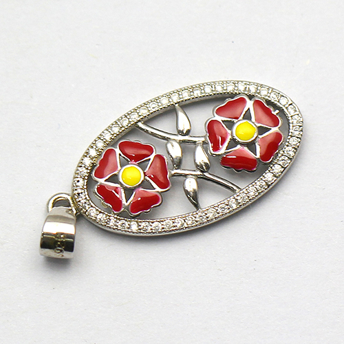 925 Sterling silver zircon charm pendant red flower christmas gifts kids
