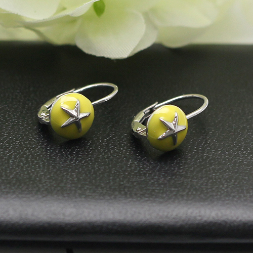 925 Sterling Silver Yellow Pentagram Ear Hook Earring Jewelry Leverback Earrings Hooks