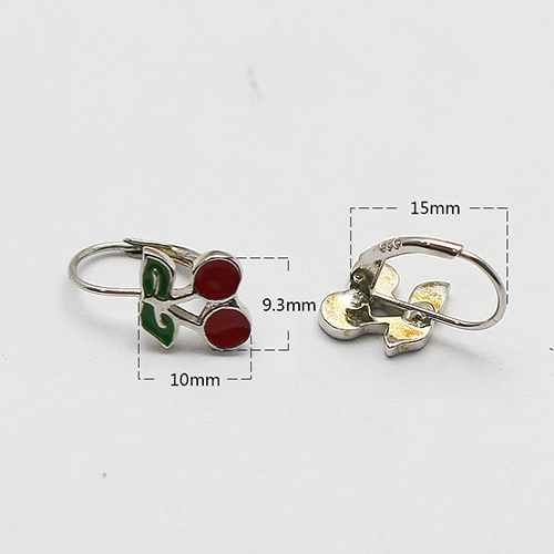 925 Sterling silver red cherry ear hook lovely simple jewelry findings accessories