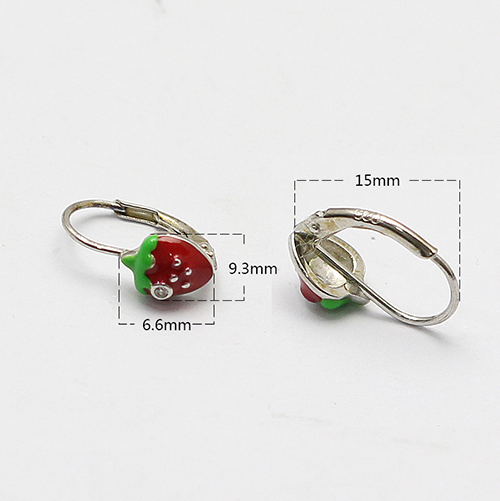 925 Sterling Silver Red Strawberry Ear Hook Unique Earring Christmas Gifts Leverback Earrings Hooks