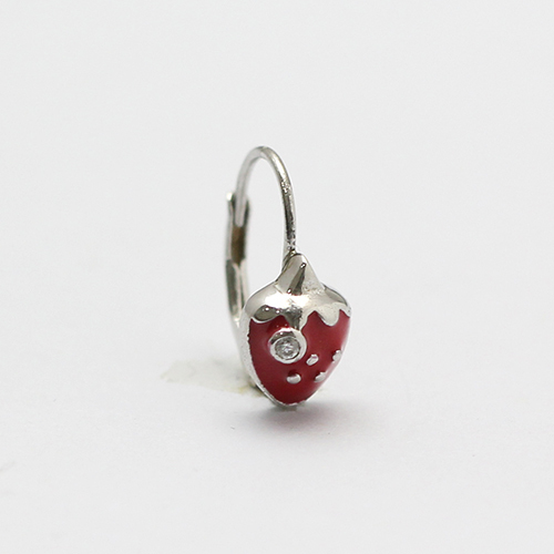 925 Sterling silver red strawberry ear hook personalized baby gifts
