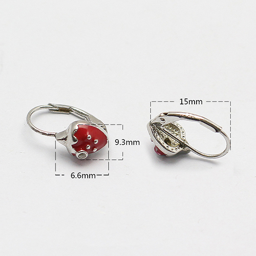 925 Sterling silver red strawberry ear hook personalized baby gifts
