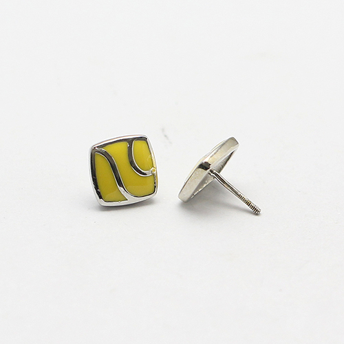 925 Sterling Silver Yellow Stud Earrings Unique Gifts for Kids Jewelry Making Wholesale