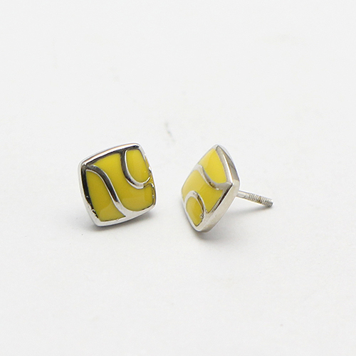 925 Sterling Silver Yellow Stud Earrings Unique Gifts for Kids Jewelry Making Wholesale