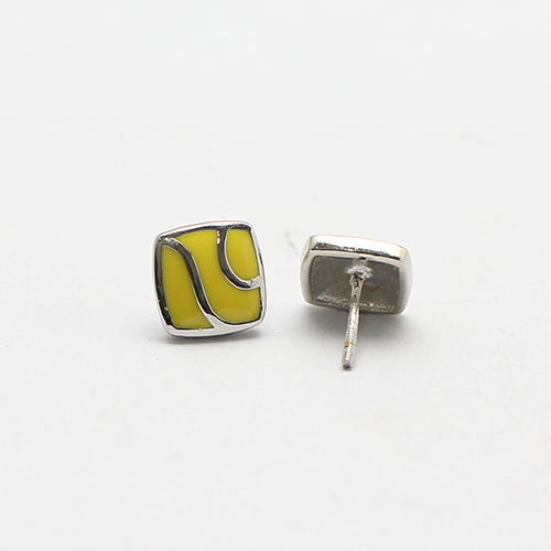 925 Sterling Silver Yellow Stud Earrings Unique Gifts for Kids Jewelry Making Wholesale