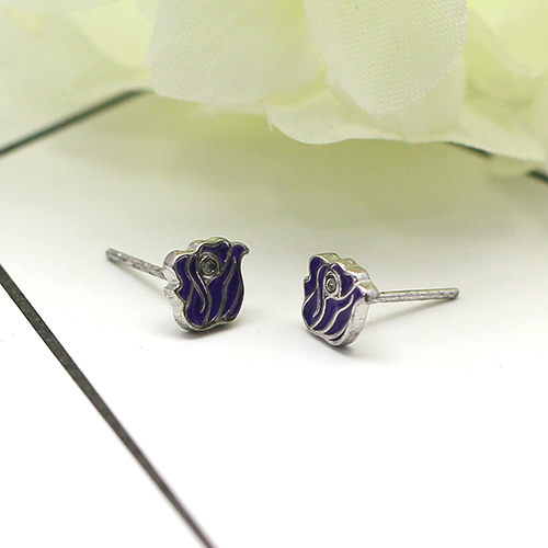 925 Sterling Silver Blue Rose Stud Earrings Accessories Jewelry for Kids  Wholesale