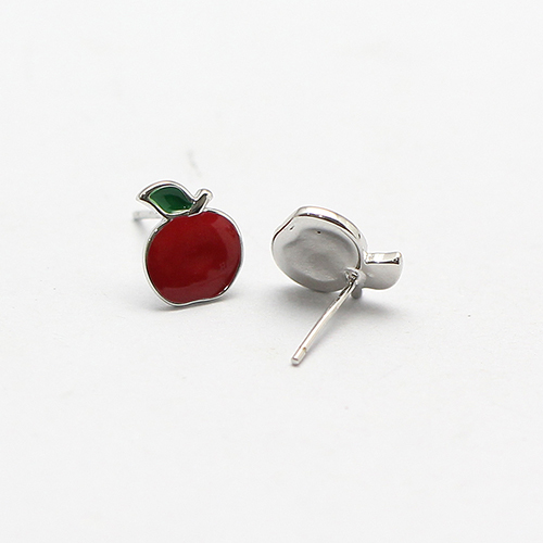 925 Sterling Silver Red Apple Stud Earring Little Girl Jewelry Cute Jewelry Accessories