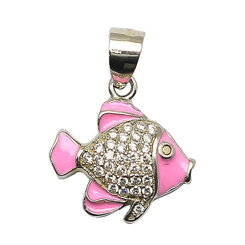 925 Sterling silver pink fish pendant special delicate jewelry making supplies