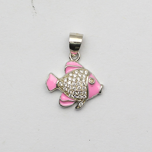 925 Sterling silver pink fish pendant special delicate jewelry making supplies
